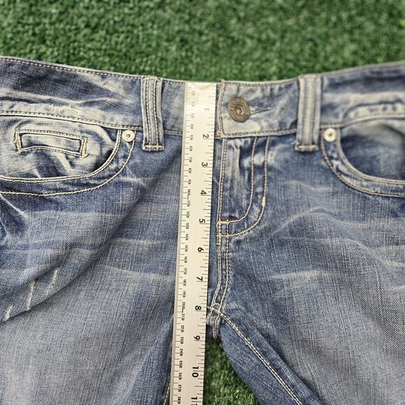 Guess Daredevil Boot Cut Jeans Embellished Pockets Dark Wash Denim Size 30 - Picture 13 of 14